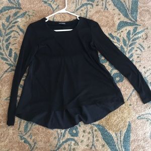 Club Monaco wool blend silk back top black XS EUC